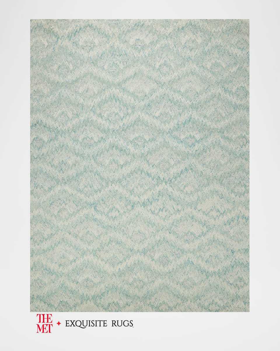 Bargello Hand-Tufted Turquoise Rug, 10' x 14'